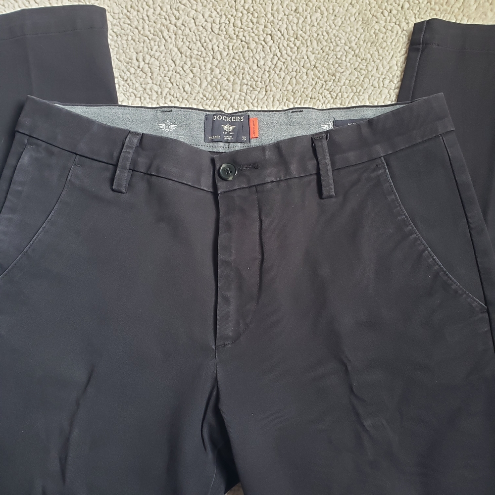 DOCKERS Slim Black Straight Fit Chinos Pants | Mens 31x32